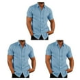 thumbnail image 1 of stanreset 1/2/3 Fête Randonnée Chemise Homme Simple Boutonnage Été Boutonnée Manches Courtes Polyester Mode Cadeau d'Anniversaire Bleu TTTG 3 Pcs, 1 of 6