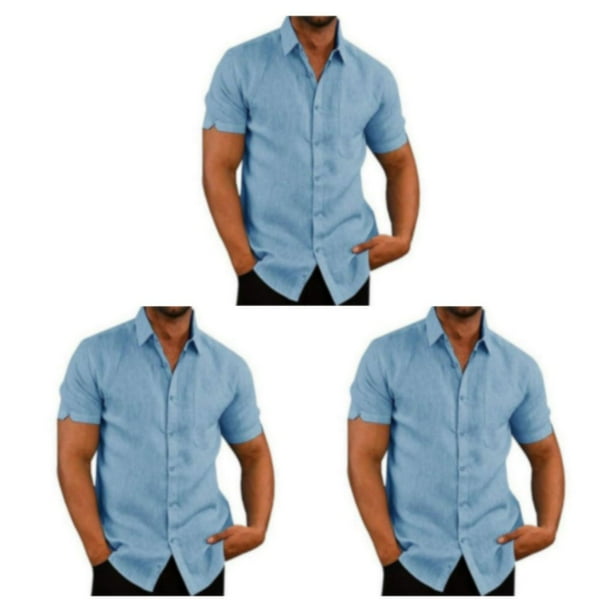 Minnieouse Fiesta Senderismo Camisa de un solo pecho para hombres Boton de verano Camisas con cuello vuelto Ropa de poliester Ropa azul Type1 NO1 Bodega Aurrera en linea