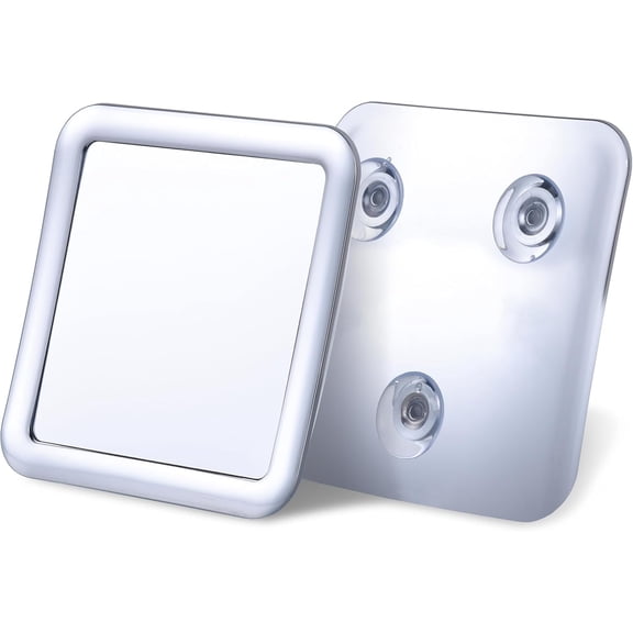 Mirrorvana Travel Shower Mirror - Small Fogless Mirror with Triple Suction Cups - Antifog & Shatterproof Stick On Shaving Mirror for Bathroom and Travel - 5.3" x 5.3" (Chrome)