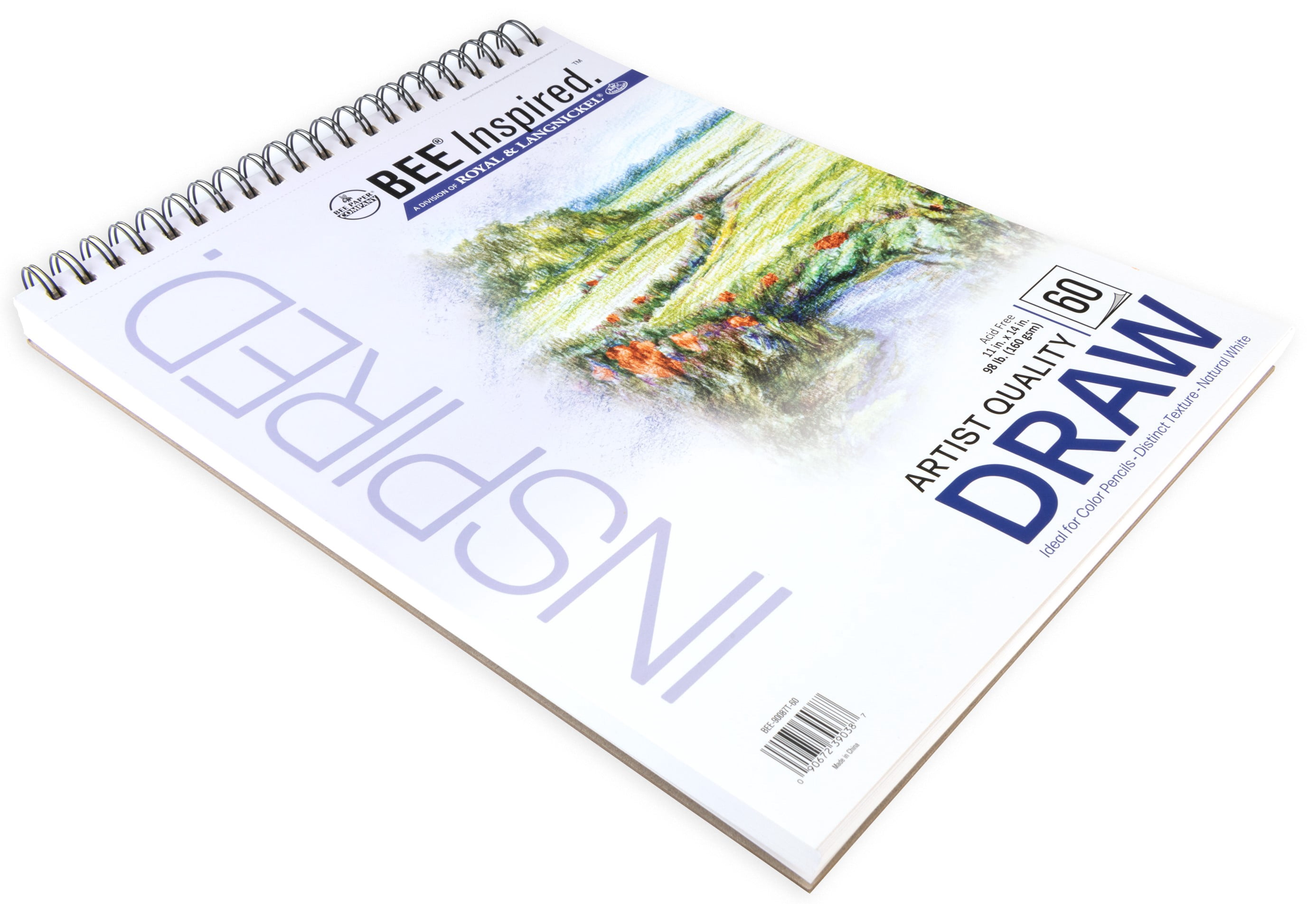 Bee Paper - Bee Inspired 11"x14" Drawing Paper Pad, 60 Sheets, Top Wire, 98lb. 160GSM
