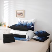 Feelyou Woodland Botanical Twin Bedding Sets 7-Piece for Adult, Blue Tree Plant Bedding Comforter Set, Rustic Farmhouse Reversible Sheet Sets, Luxury Bedroom Decor