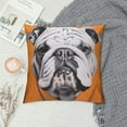 thumbnail image 2 of JEUXUS  Dog Throw Pillow Cushion Cover, Hand Drawn Portrait of English Bulldog Puppy Retro Animal Funny Cool Pet, Decorative Square Accent Pillow Case,  Orange Grey, 2 of 5