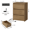 thumbnail image 4 of Homfa 3 Drawers Nightstand Set of 2 with Charging Station, Modern End Side Table for Living Room, Wooden Storage Table for Bedroom, Wood Grain, 4 of 7