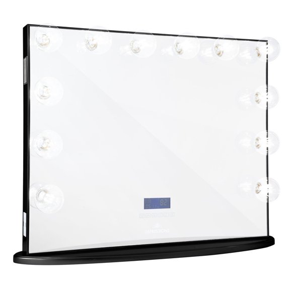 Impressions Vanity Hollywood Glow Lite Plus LED Modern Makeup Mirror with Lights (Pro Black)