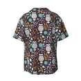 thumbnail image 2 of Naloa Forest Cute Owl Men's Loose Fit Cuban Collar Short-Sleeve Shirt with Button-down and Chest Pocket for Everyday Wear Outings - 3X-Large, 2 of 7