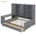 thumbnail image 2 of Harper & Bright Designs Full Daybed with Cabinet Storage & Bookcase, Wooden Daybed with 3 Drawers, All-in-One Storage Cabinet and Shelf, Gray, 2 of 18