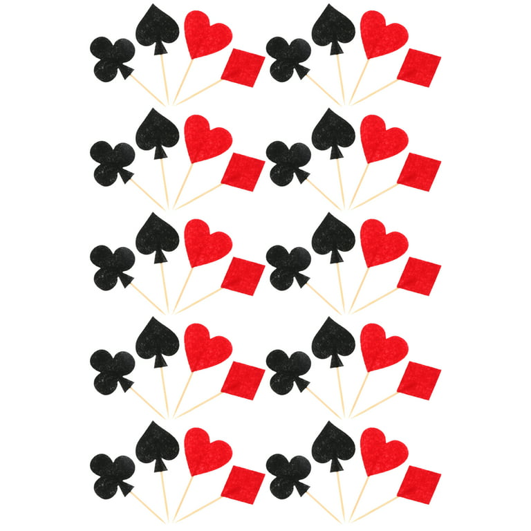  Boao 48 Pieces Poker Theme Party Decorations Poker Heart  Cupcake Toppers Las Vegas Cake Decorations Playing Card Toothpicks Fruit  Food Picks Birthday Party Favors Supplies : Grocery & Gourmet Food