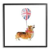 Stupell Industries UK Royal Corgi Dog Balloon Graphic Art Black Framed Art Print Wall Art, Design by Amelia Noyes