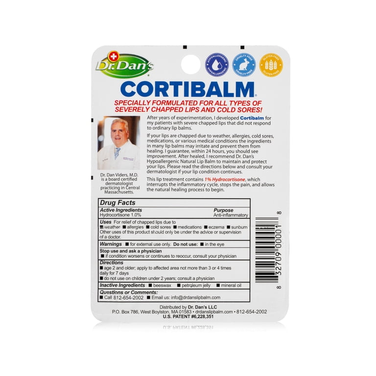 lip balm dr dan c Dr. Dans CortiBalm Balm, Patented Formula for Dry Lips, Cold Sore Treatment, 0.14 Ounces (3-Pack) Dr. Dan's Lip Balms &