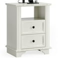 thumbnail image 2 of UbesGoo Nightstand Wood End Table with Charing Station and 2 Drawer, White, 2 of 8