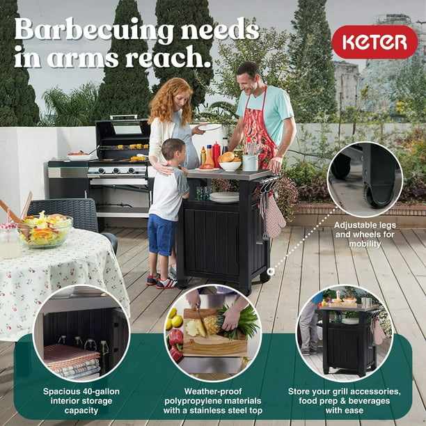 Keter outdoor entertainment top storage station grilling table