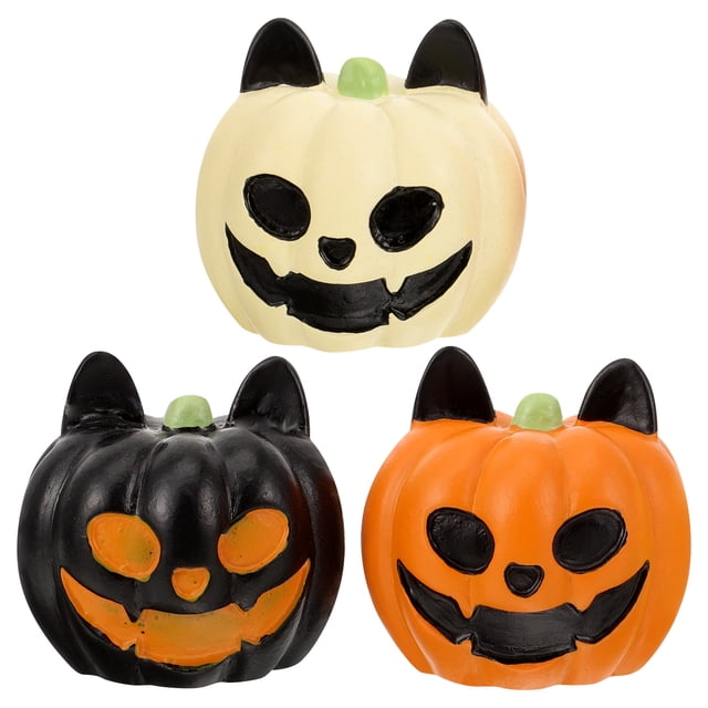 3pcs Resin Craft Halloween Pumpkin Decor Fish Tank Layout Mini Pumpkin Tabletop Small Pumpkin Statue
