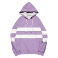 thumbnail image 5 of Fznquz Womens Tops Casual Purple Striped Sweatshirt Hoodie Pockets Loose Fit Crew Neck Trendy Oversized Tshirts Women, 5 of 6