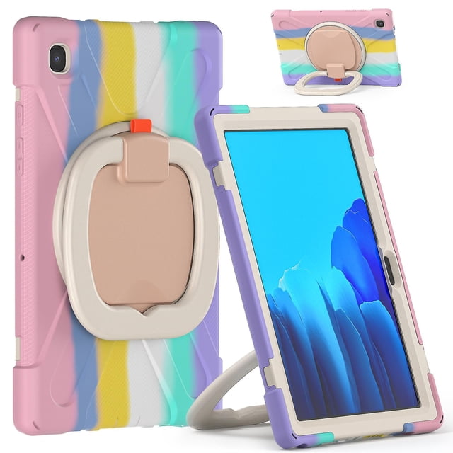 Funda colorida para Samsung Tab A7 de 10,4 pulgadas T500 con soporte de anillo ajustable grande y protección contra golpes.