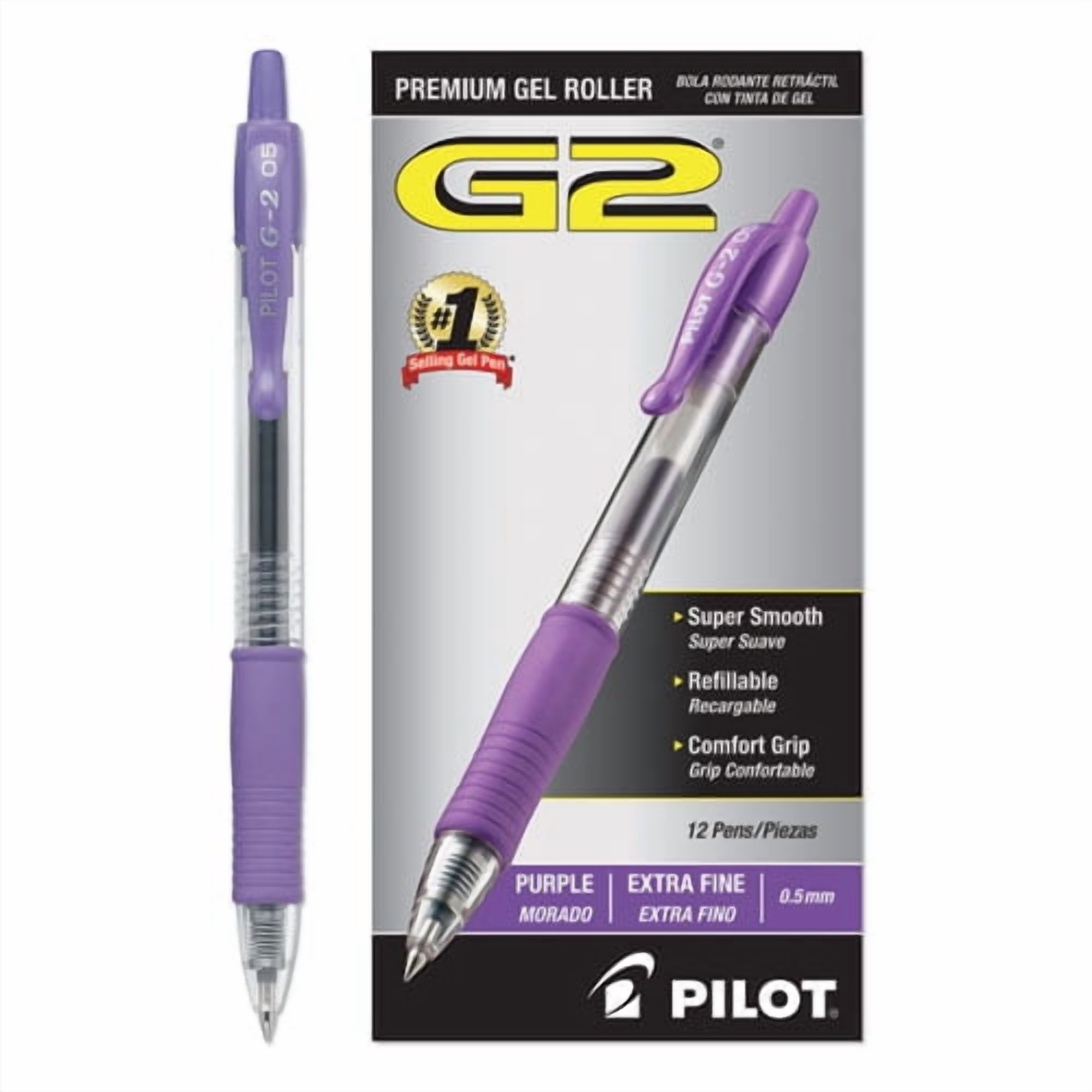 G2 Premium Gel Pen, Retractable, Extra-Fine 0.5 Mm, Purple Ink, Smoke Barrel, Dozen | Bundle of 5 Dozen