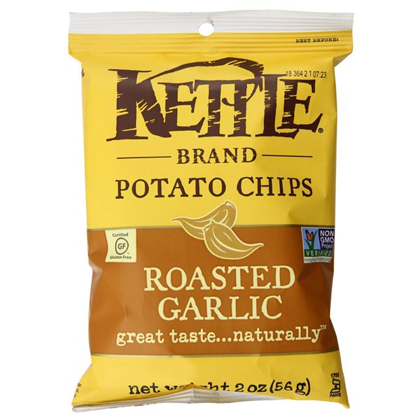 Kettle Brand Roasted Garlic Potato Chips 2 oz Bags Pack of 24