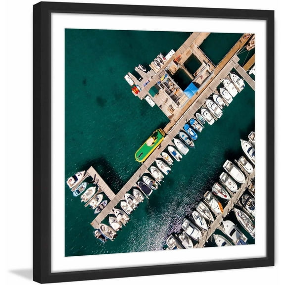 "Neatly Docked Boats" Framed Painting Print