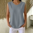 thumbnail image 2 of VBVC Women's Waffle Crew Neck Tank Top , Ladies' Soft Stretchy Loose Casual Camisole , Summer Sleeveless Breathable Tops For Women,Gray,S-2XL, 2 of 8