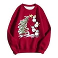 thumbnail image 4 of Fiaer Christmas Women Sweatshirts Snowman Christmas Tree Pullover Crew Neck Long Sleeve Baggy Trendy Cute Graphic Tops Brick Red XXL, 4 of 4
