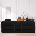 thumbnail image 6 of Leumius 4‑in‑1 Futon Sofa Bed,Modular Corduroy Sofa Couch with Fixed-Shape Frame & Removable Armrests,Folding Mattress Couch for Living Room, Office, Apartment,Black, 6 of 7