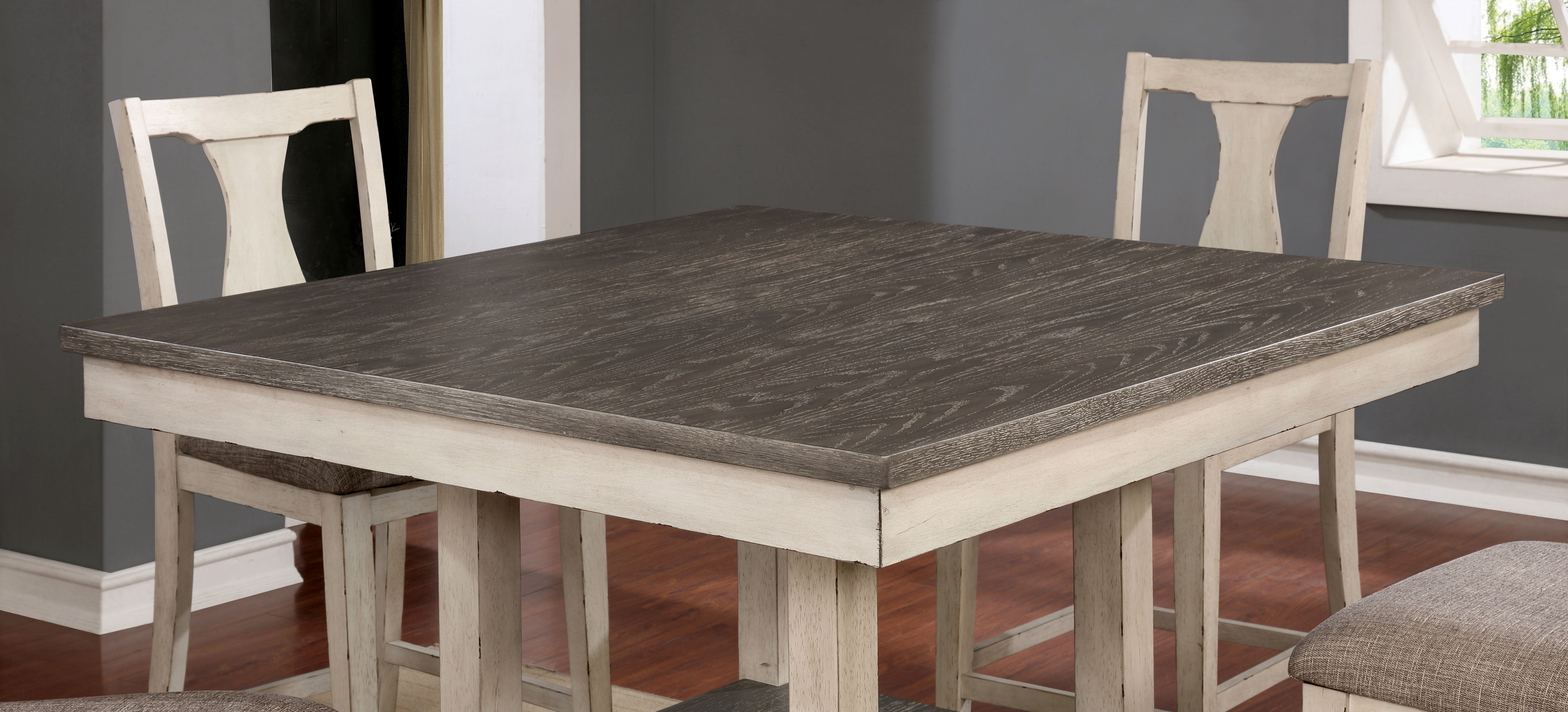 Furniture of America Abram II Contemporary 5-Piece Counter Dining Set, Gray