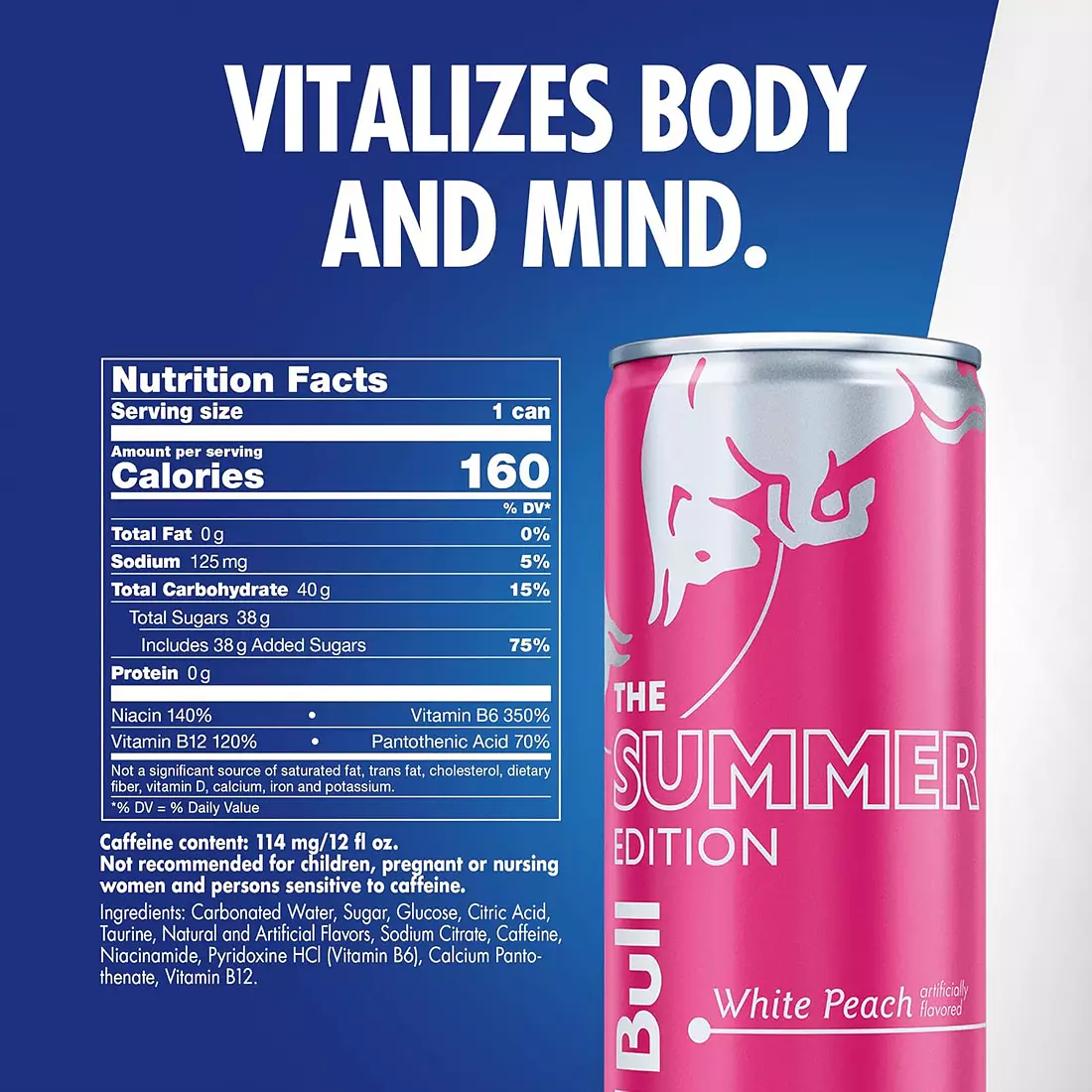 Red Bull Energy Drink White Peach 12 Count 8.4 oz 250ml