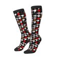 thumbnail image 2 of Bingfone Compression Socks For Women And Men Long Socks For Running Athletic Cycling Nurse-Houndstooth Green Red, 2 of 9
