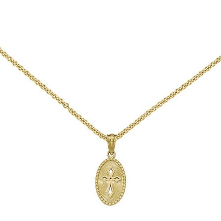 14kt Yellow Gold Polished Small Cross Medal Pendant