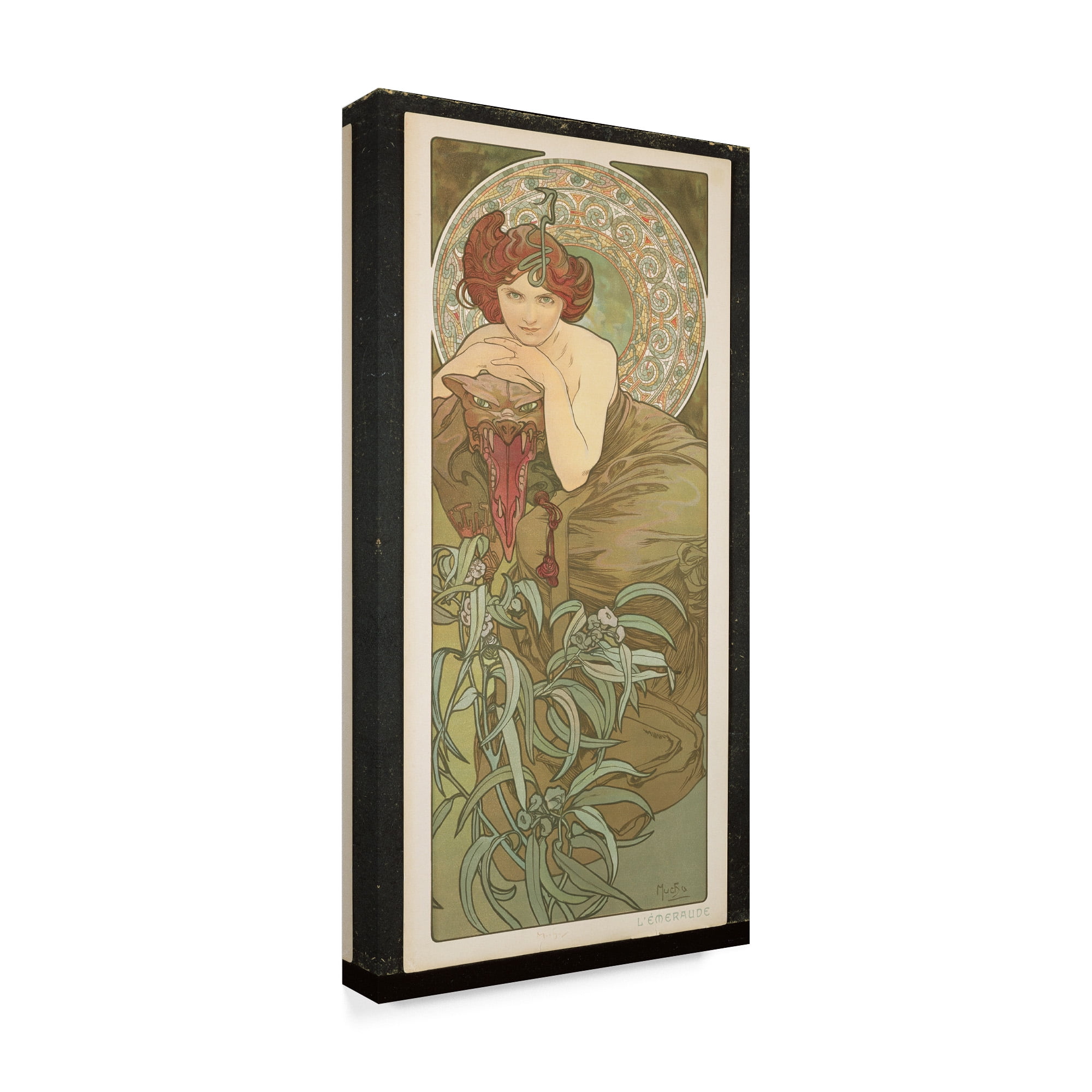Trademark Fine Art 'The Precious Stones: Emerald, 1900' Canvas Art by Alphonse Marie Mucha