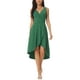thumbnail image 1 of Vestidos de verano sin mangas para mujer INSPIRE CHIC, vestido midi con escote en V, plisado, dobladillo alto-bajo y bolsillos, color verde L, 1 of 6