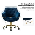 thumbnail image 3 of Velvet Tufted Office Chair Upholstered Swivel Modern Adjustable Armchair Metal Base Home Bedroom Navy, 3 of 7