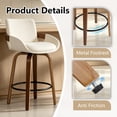 thumbnail image 7 of CRERIYO 26" Swivel Counter Height Bar Stools Set of 3, Linen Fabric Upholstered Bar Chairs with Black Ring Footrest and Walnut Wood Legs, Beige, 7 of 7