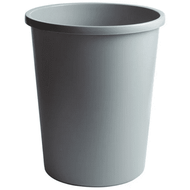 Rubbermaid Commercial 11 gal Round Trash Can, Gray, 15 3/4 in Dia, Open Top, LLDPE