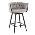 thumbnail image 2 of Lumisource Braided Renee Contemporary Counter Stool in Black Steel and Silver Velvet - Set of 2, 2 of 7