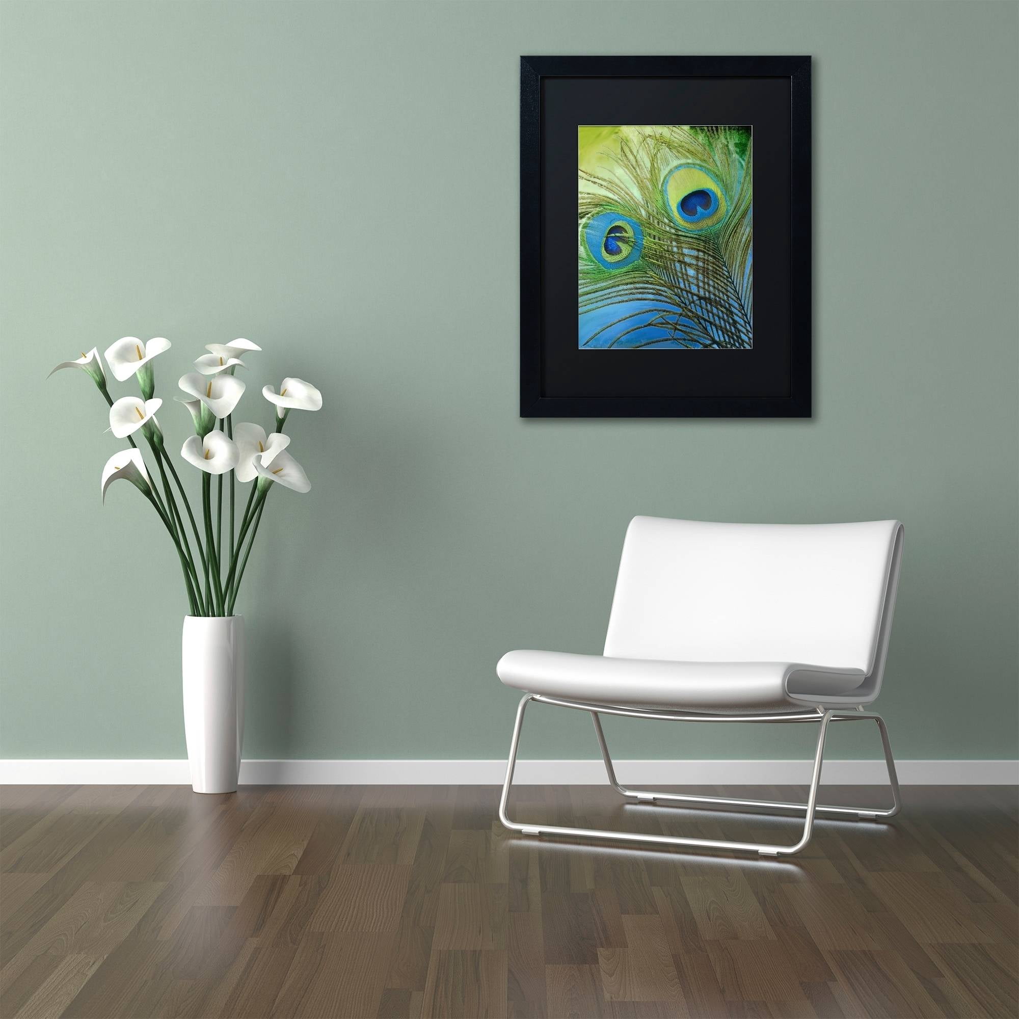 Trademark Fine Art "Peacock Candy I" Canvas Art by Color Bakery Black Matte, Black Frame