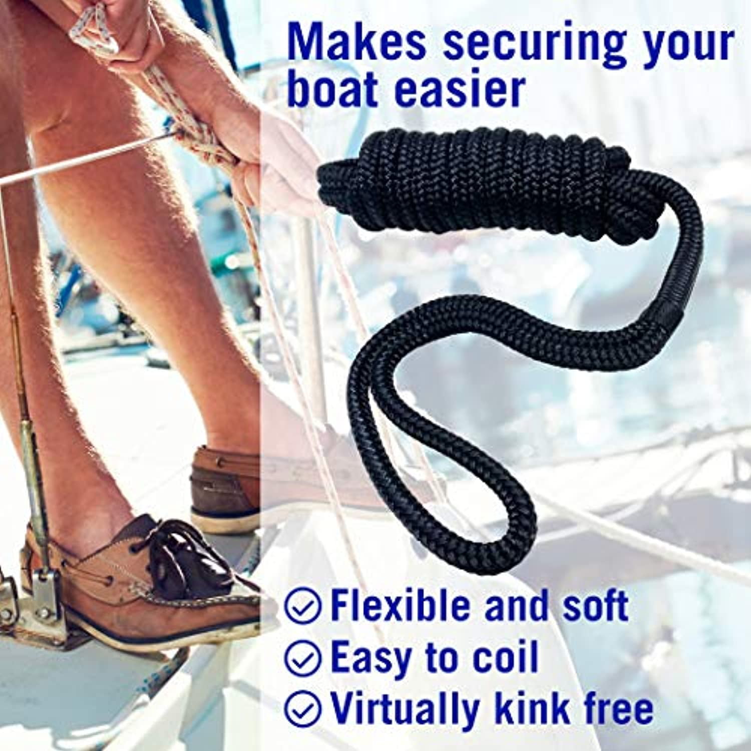 Buy Dock Lines Boat Ropes for Docking 3/8 Line Braided Mooring Marine