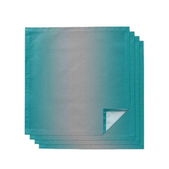 nqOlkjepod Teal Grey Ombre Cloth Napkins Set of 4 Reusable Dinner Napkins, Gradient Contemporary Abstract Art Cocktail Napkin Washable Table Napkins for Wedding/Holiday Party/Baby Shower 20"x20"