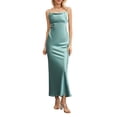 thumbnail image 2 of Faithtur Robe Longue Moulante pour Femmes Couleur Unie Bretelles Spaghetti Col Bénitier Robe Sans Manches Été Dos Nu Cami Robe, 2 of 9