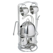 Melissa & Doug Stainless Steel Pretend Play Tea Set with Storage Rack for Kids (11 pcs)