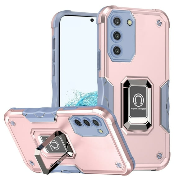 For Samsung Galaxy S22 Hybrid Cases with Magnetic Ring Holder Stand Kickstand Heavy Duty Rugged Drop Silicone Shockproof Cover ,Xpm Phone Case [ Rose Gold ]