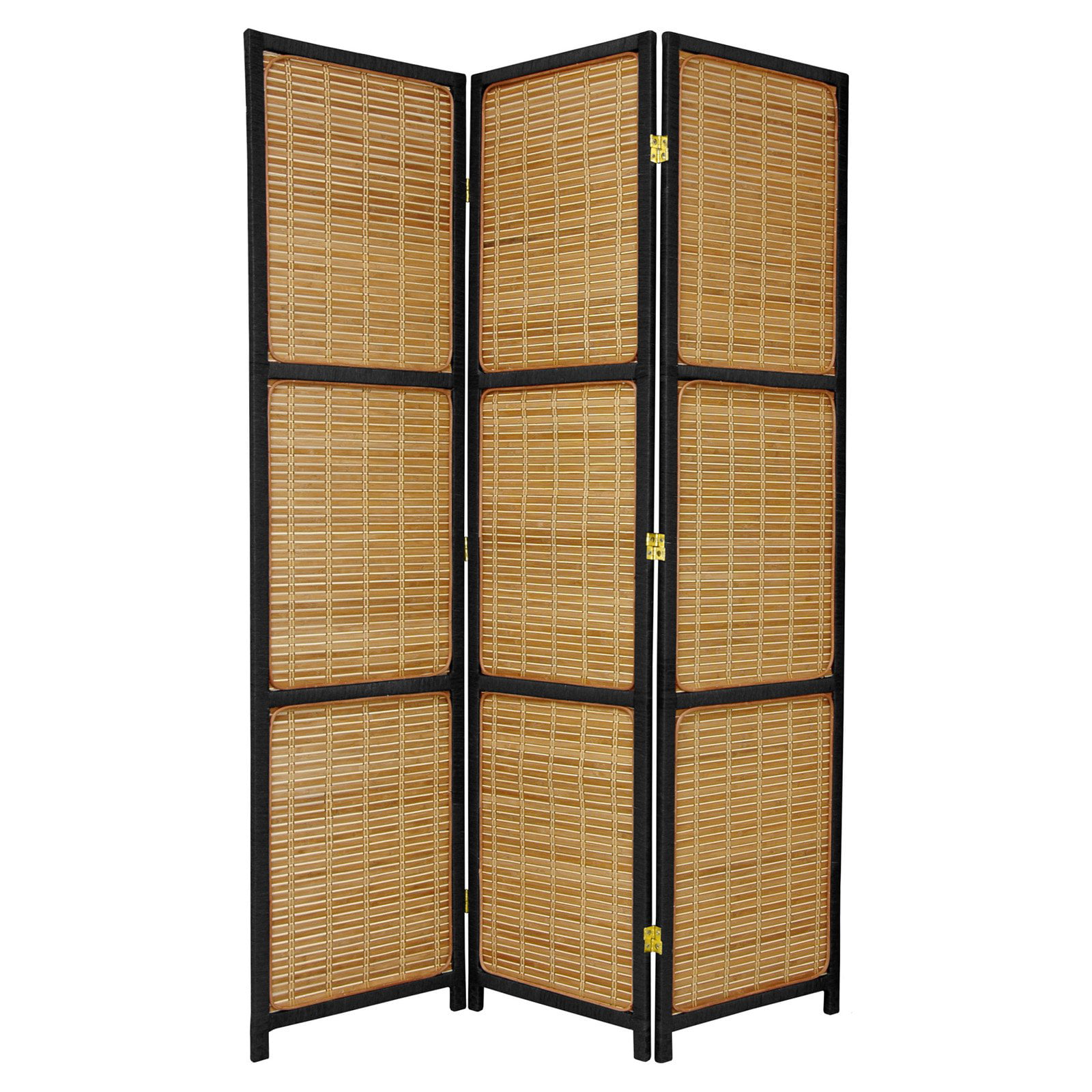 3 Panel Oriental Furniture 6 ft Black Tall Diamond Weave Fiber Room Divider