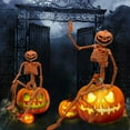 thumbnail image 5 of TETOU Halloween Pumpkin Skeleton Decorations with Posable Joints Skeletons for Party Haunted House Props Decorations, 2 Packs, 5 of 9