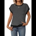 thumbnail image 1 of Suéter Casual de Rayas con Mangas y Bloques de Color, Negro, Talla XL, 1 of 9