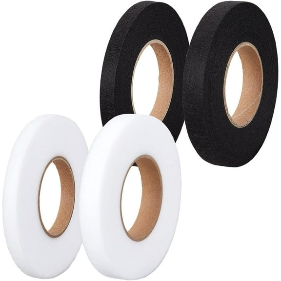 4 Rolls Iron on Hemming Tape 70 Yards Stitch Witchery Hemming Tape White Black Fusible Tape Adhesive Wonder Web No Sewing Required Fabric Fusing Hem Tape Adhesive for Curtain Pants Clothes