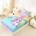thumbnail image 4 of Erosebridal Girls Unicorn Rainbow Print Twin Sheet Sets,Colorful Glitter Print Monogrammed J Bedding For Kids 3 Pieces, 4 of 6