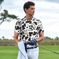 thumbnail image 3 of Fotbe Cow Pattern Men’s Golf Polo Shirt – Breathable Performance Golf Shirt with Button-Down Collar-4X-Large, 3 of 6