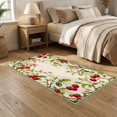 thumbnail image 2 of ODIKA 5'x7' Ultra-Soft Area Rug, Cherries Cherry Folk Symmetrical Fruit Vine Door Flowers Border None Washable, Bare feet friendly, Silk-Touch for Bedroom Home office, 2 of 7