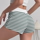 thumbnail image 3 of Pantalones cortos de pijama ajustados de cintura alta con botones y cintura elástica a rayas de verano para mujer, pantalones de poliéster para mujer, 3 of 3