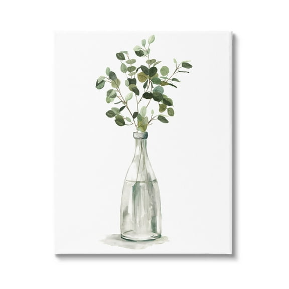 Eucalyptus Herbs Bottle Vase Botanical & Floral Graphic Art Gallery Wrapped Canvas Print Wall Art