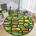 thumbnail image 2 of FairOnly 4'x4' Black Washable Round Rug Kids Chidren Learning Rugs City Traffic Road Rugs for Playroom Nursery Soft Non Slip Educational Playmat for Infant Toddlers, 2 of 6